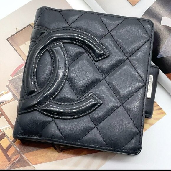 CHANEL Cambon Long Wallet Black & Pink Interior Leather CC Logo with Box - Picture 1 of 11